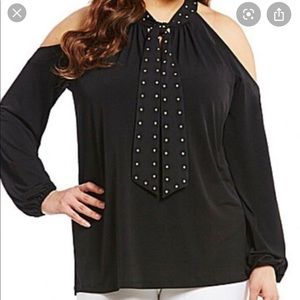 Michael Kors Stud Halter Top Cold Shoulder
